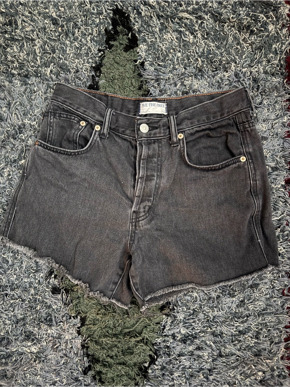 Free People Black Denim Cutoff Shorts